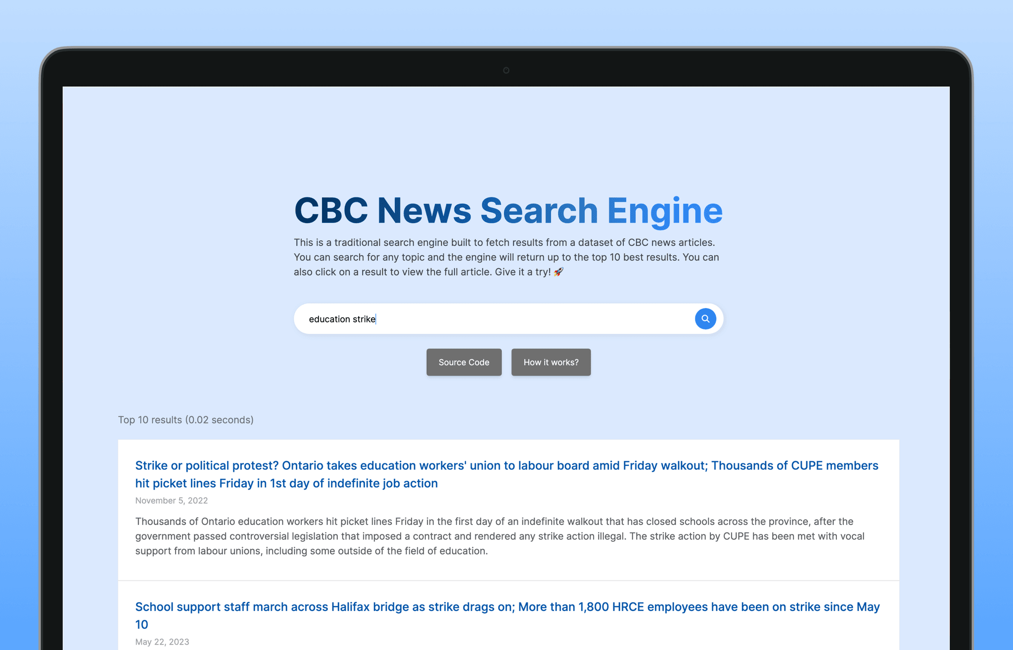 CBC News Search Engine project preview