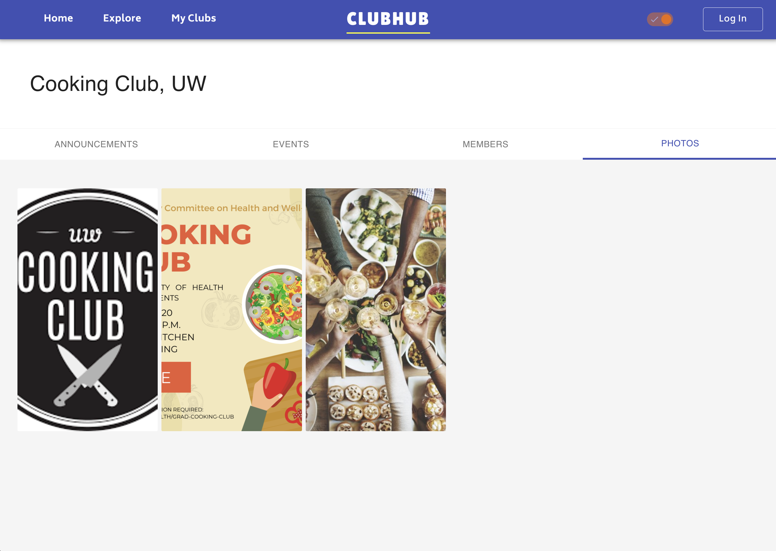 Uploading Club Photos interface