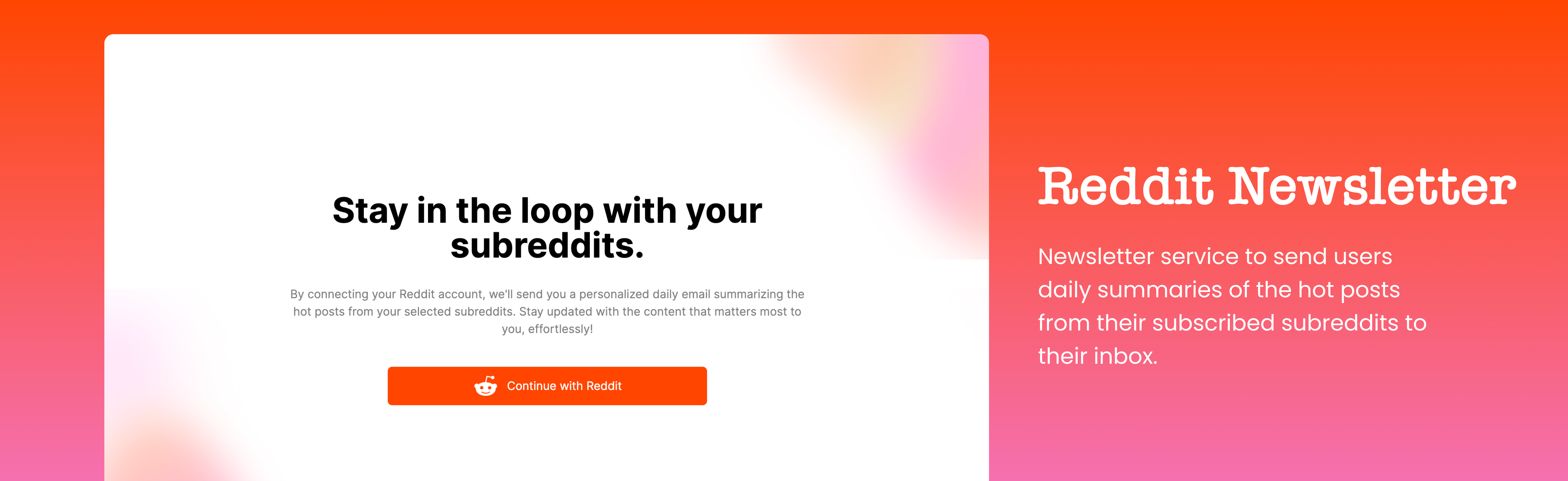Reddit Newsletter project preview