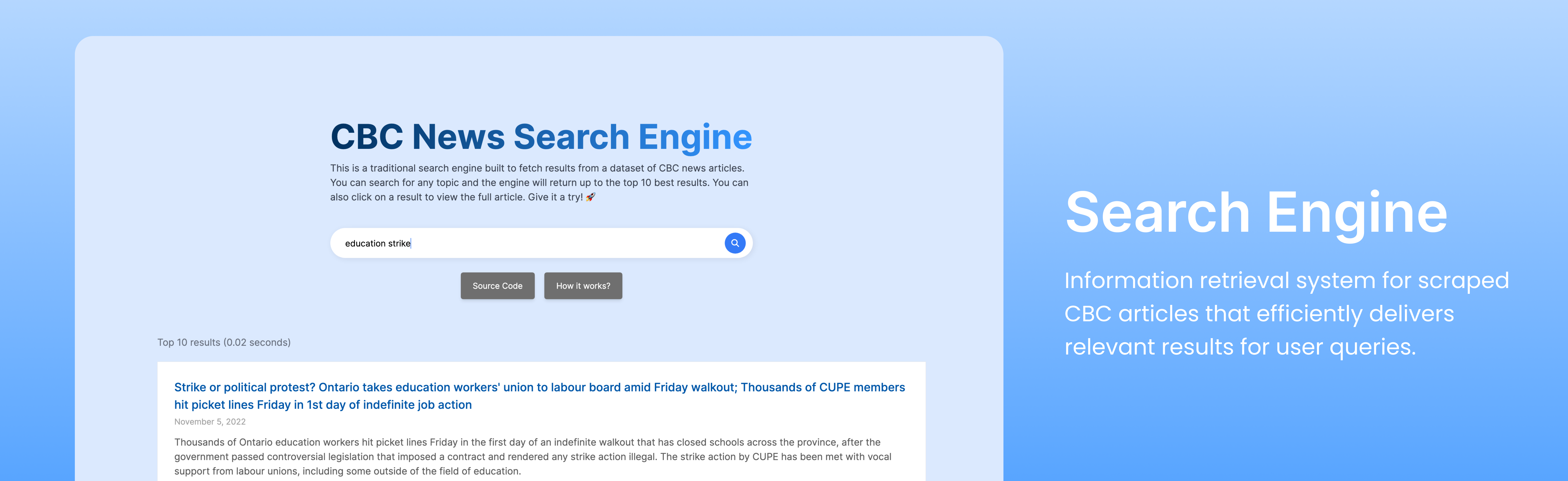 CBC News Search Engine project preview